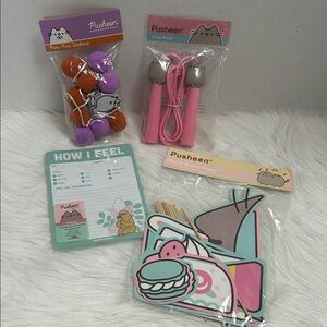 Pusheen Pink Jump Rope with Pom-Pom Garland & Photo Props Set
